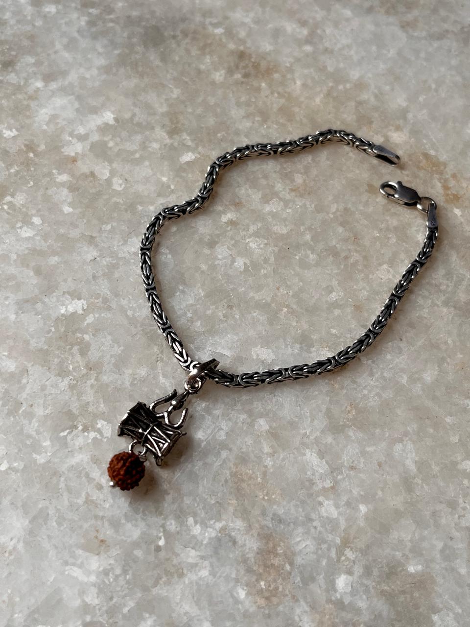 925 sterling silver rakhi with Trishul and Damru charm  