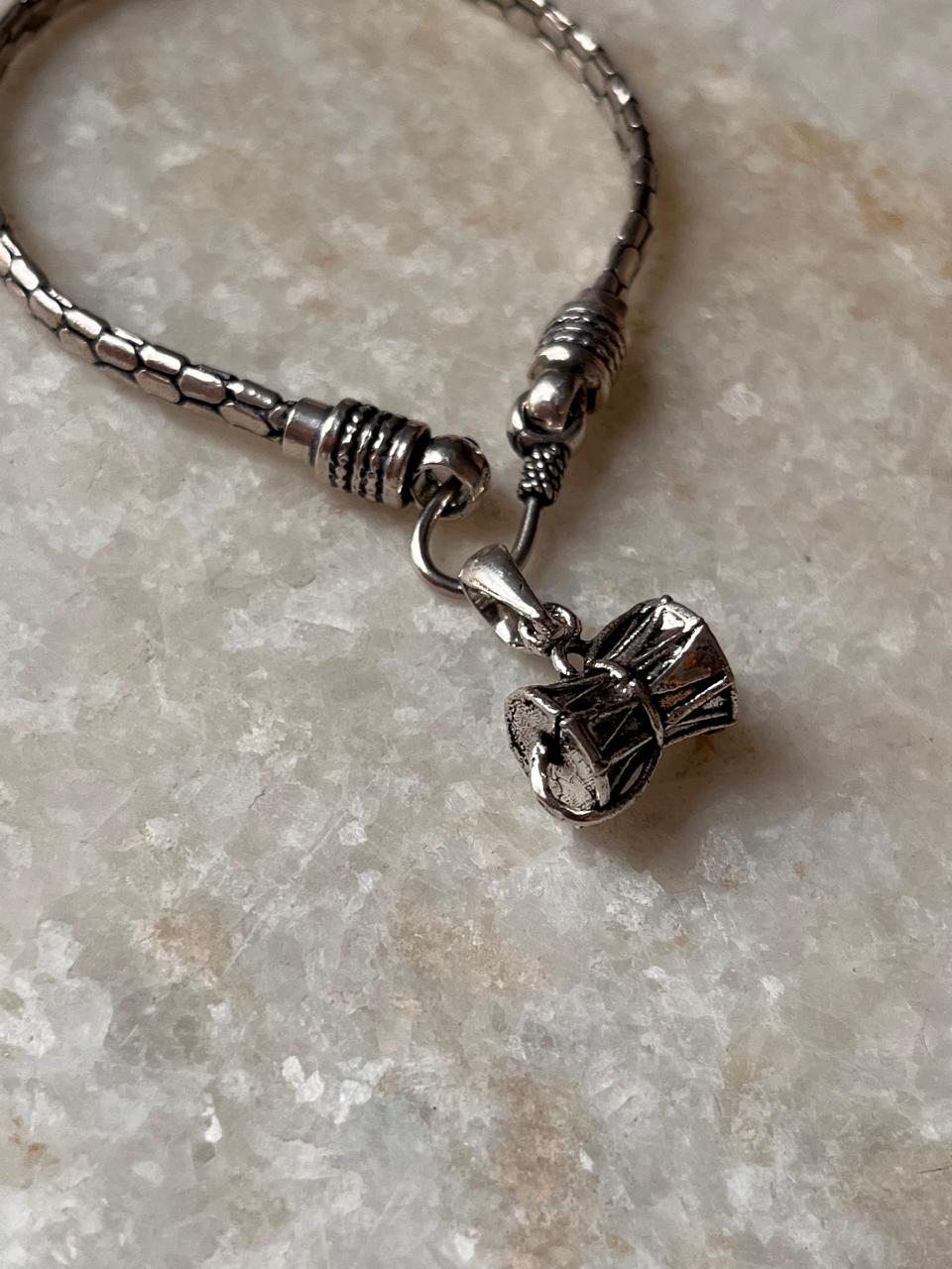 Medium Shiva Damru rakhi in 925 sterling silver  