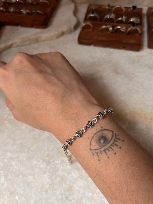 Antique Roses 925 Sterling Silver Bracelet