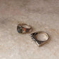 Labradorite Vintage Goth Style Checker & Vintage Motif Signet 925 Sterling Silver Stack Set Ring