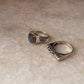 Labradorite Vintage Goth Style Checker & Vintage Motif Signet 925 Sterling Silver Stack Set Ring