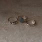 Aquamarine Natural Oval, Fresh Water Pearl 3 Stone & Plain 4mm Band 925 Sterling Silver Stack Set Ring