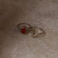 Carnelian Pear Boho & V Rawa /Chevron Boho 925 Sterling Silver Stack Set Ring
