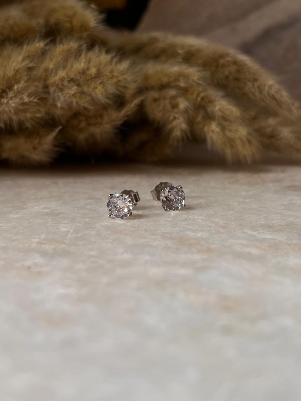 Elegant Round Cut CZ 6mm Sterling Silver Earrings