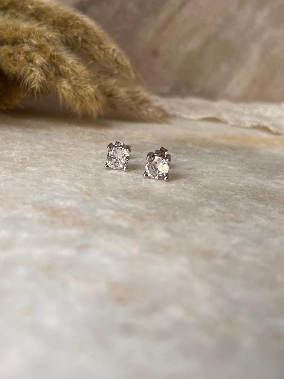 Sparkling Round 7mm CZ Sterling Silver Earrings for Women