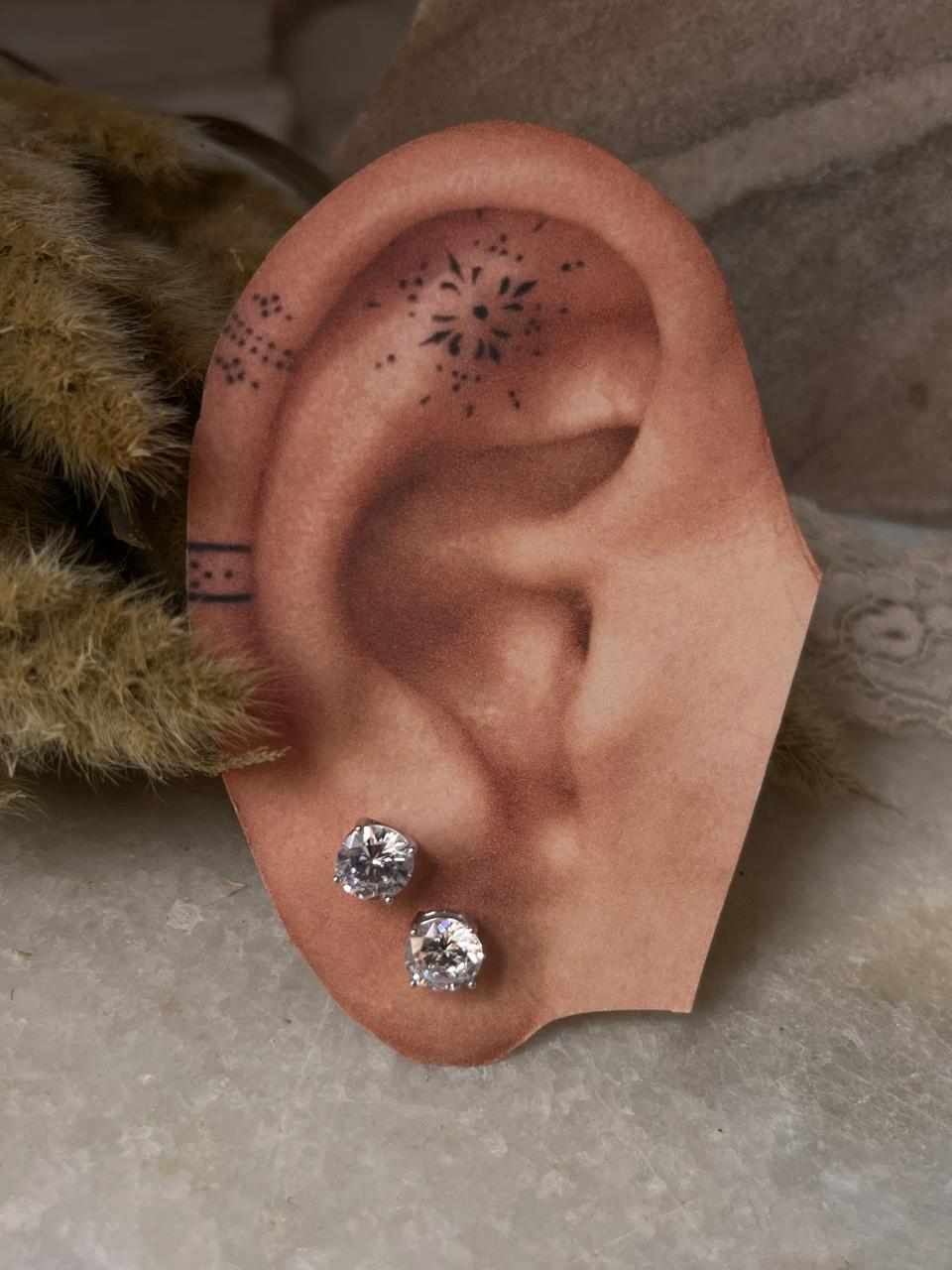 Polished Round Statement CZ 925 Silver Studs