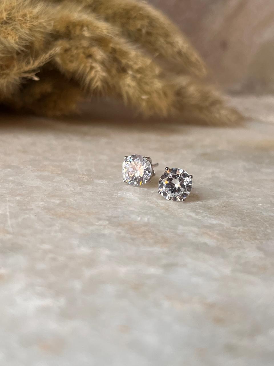 Timeless Round CZ 7mm Sterling Silver Stud Earrings  