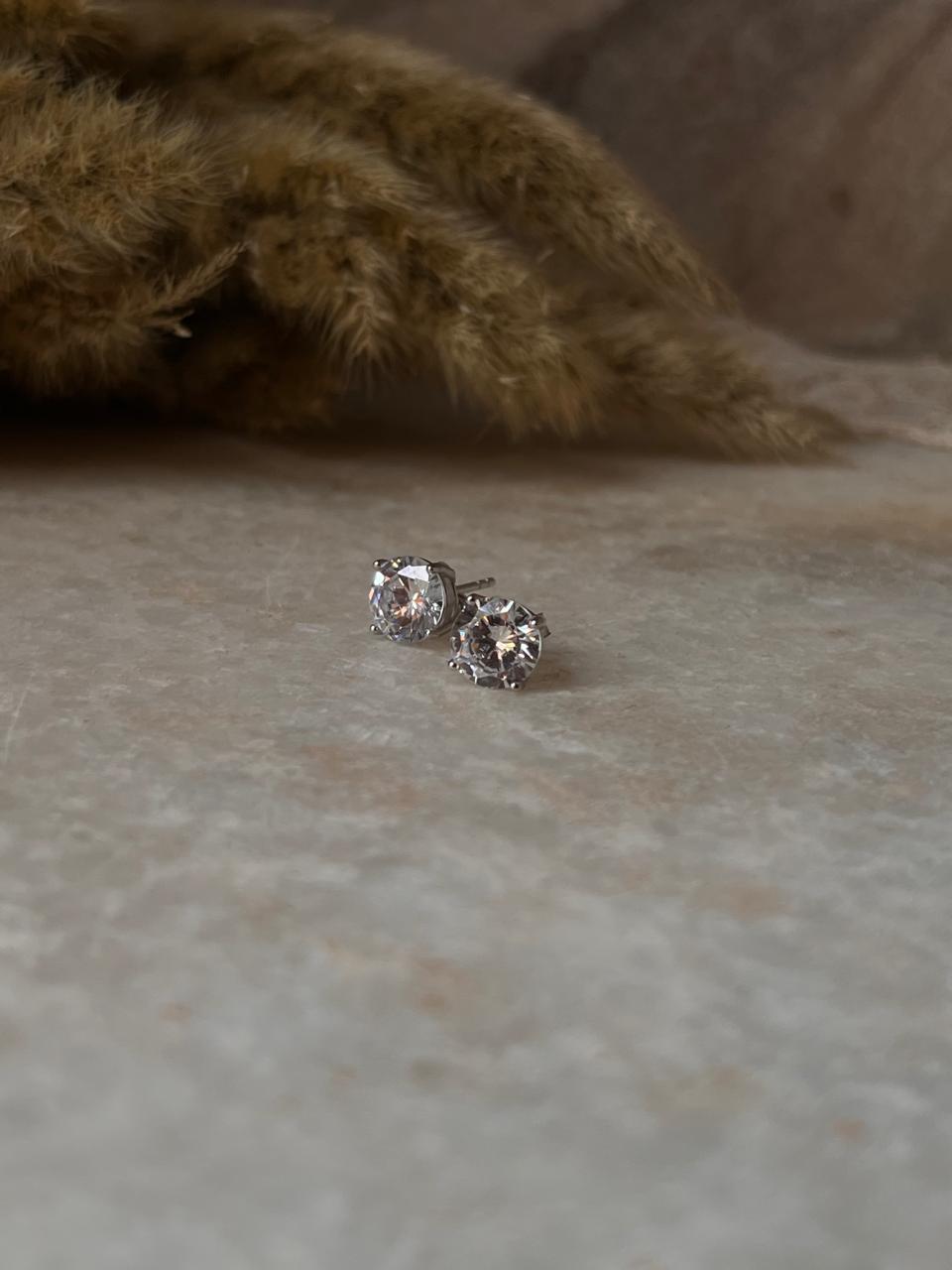 Dazzling Round 7mm CZ Sterling Silver Earrings for Women  