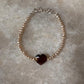 Natural pearl and red garnet bracelet for women  