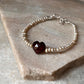 925 silver bracelet with Basra pearls and garnet heart charm