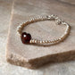  Freshwater pearl and garnet gemstone silver bracelet  