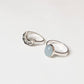 Aquamarine Natural Oval & Boho Moon Stack 925 Sterling Silver Ring