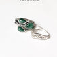 Malachite 3 Stone Statement & V/ Chevron Vintage Filigree Stack 925 Sterling Silver Ring