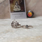 Engraved Divine Lotus and Om Stack Set Adjustable Silver Rings