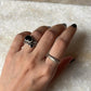 Black Onyx Pear Cut Rustic Statement & Serpent Stack 925 Sterling Silver Ring  