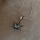Blue Topaz Sun Celtic Knot Pendant with Snake Dot Silver Chain  