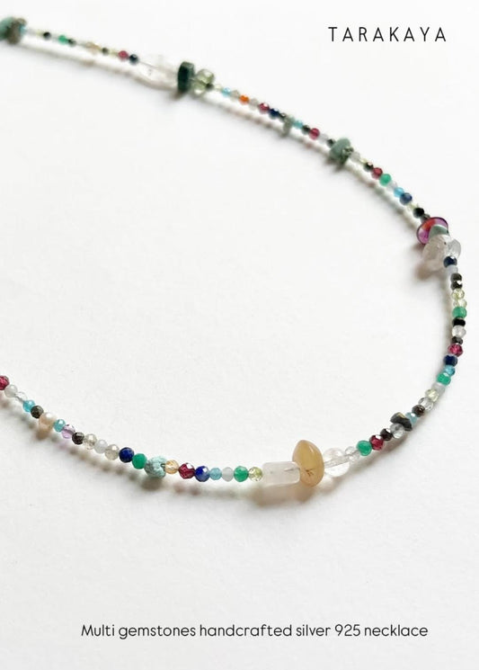 Multi Gemstones 925 Sterling Silver Necklace