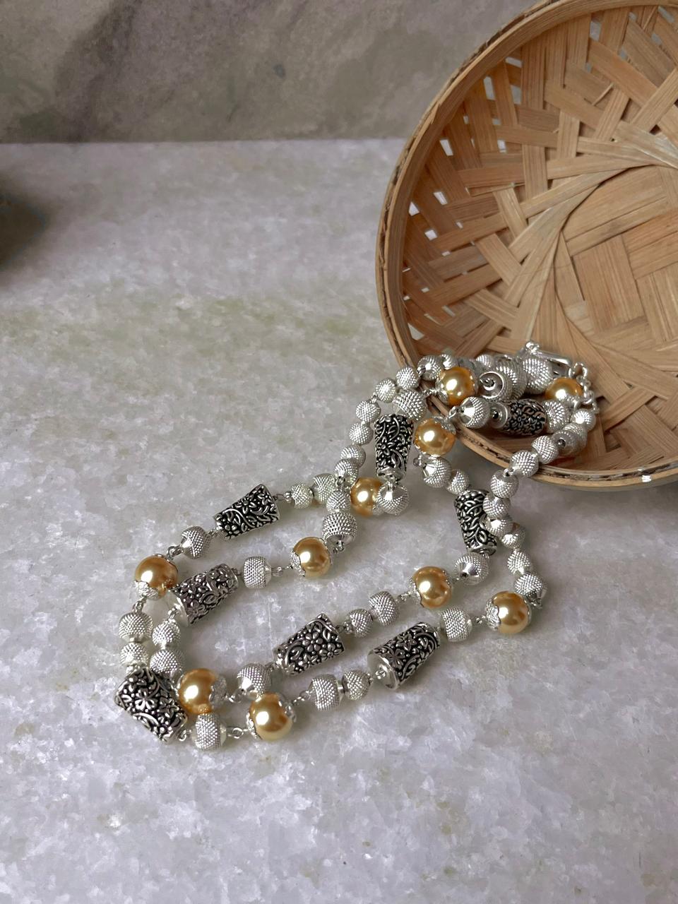 Luxury 925 sterling silver necklace with freshwater pearls and beads