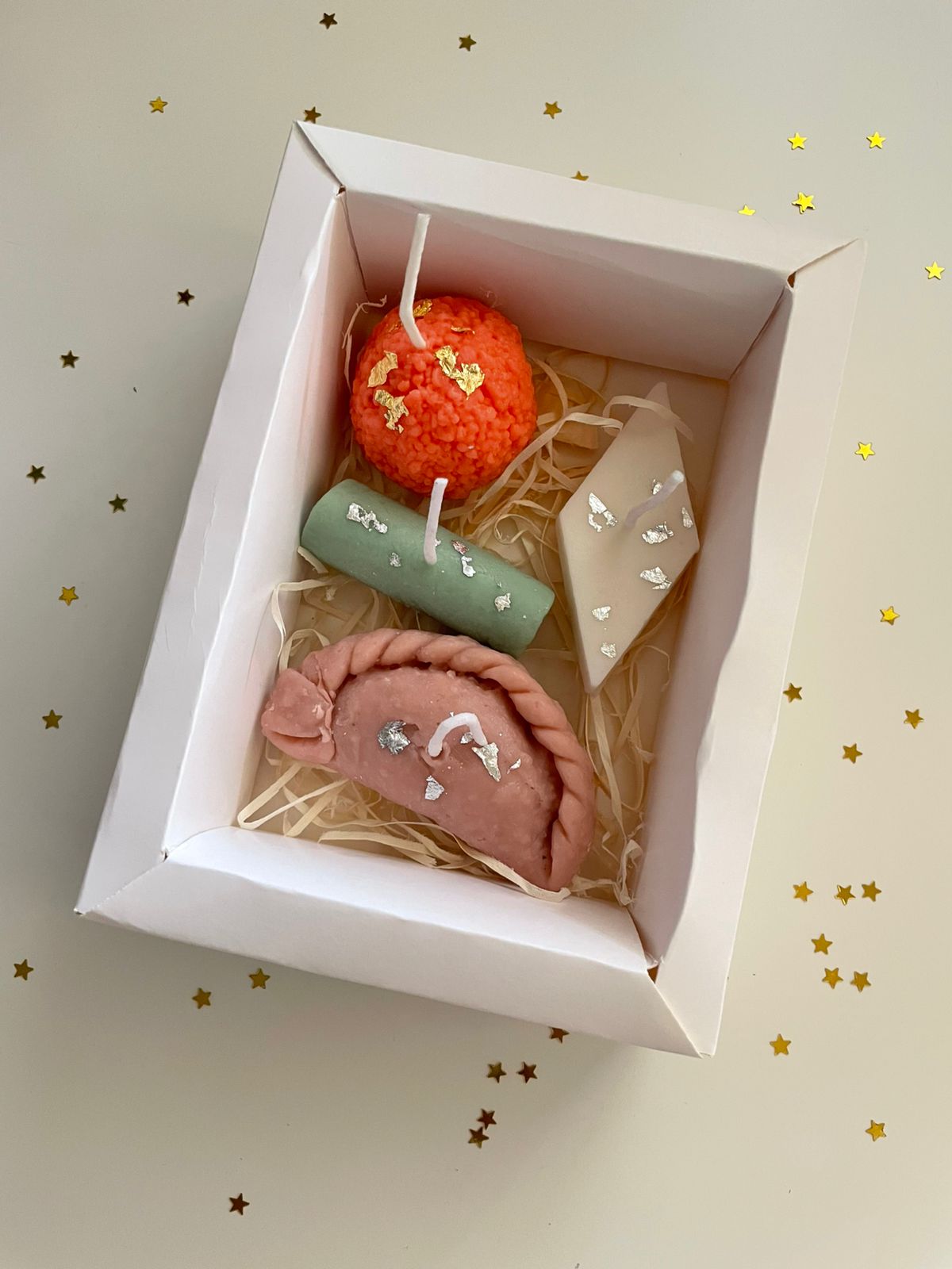 Luxury Diwali candle gift set of 4 with mithai design