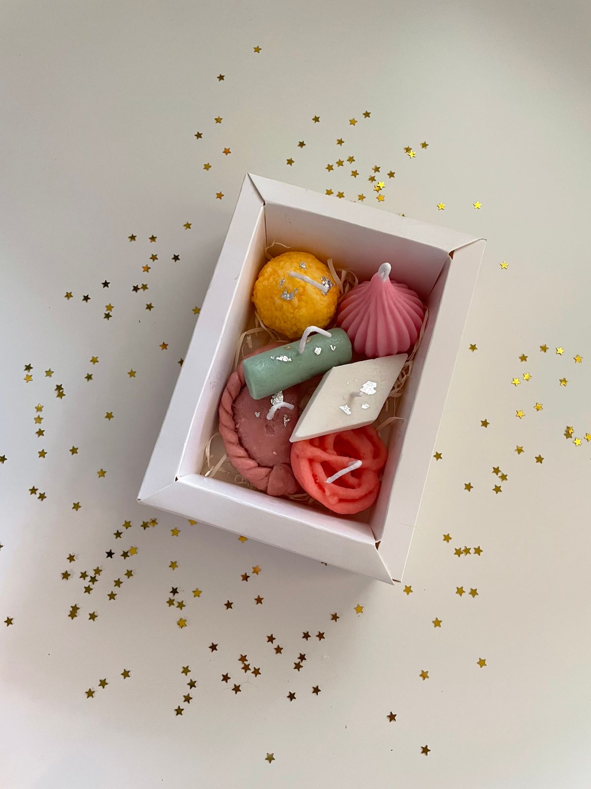 Handmade soy wax candles in mithai style festive gift set of 6