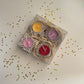 Diwali wooden hand-block tea light scented candle gift box set of 4