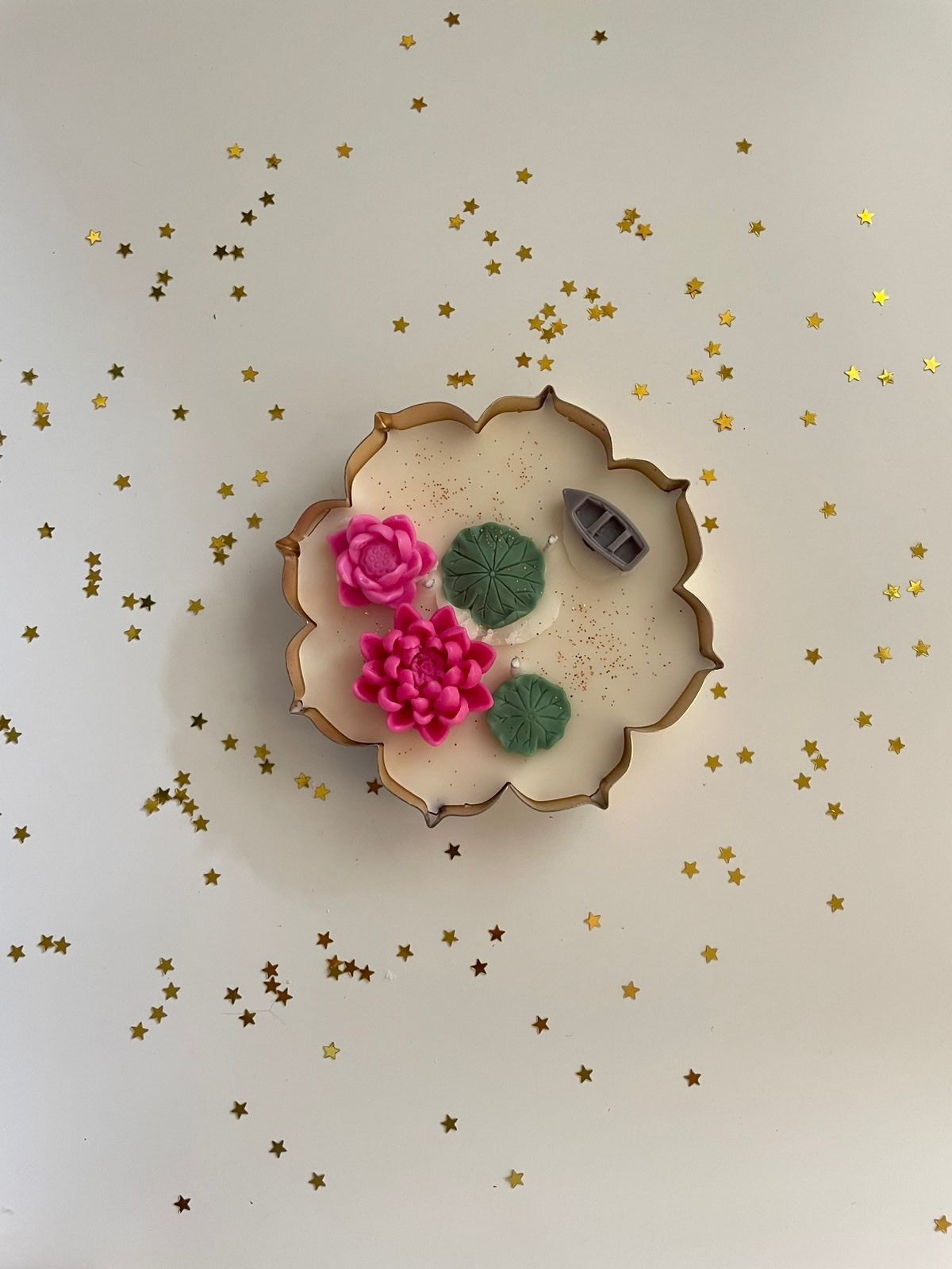 Brass urli lotus pond design festive scented candle for gifting