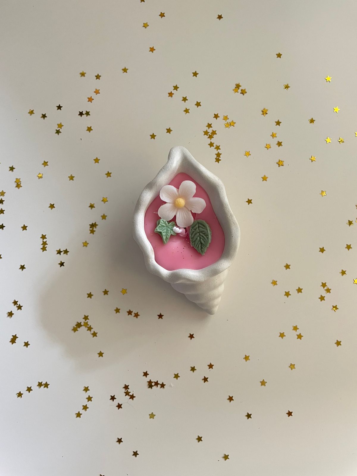Eco-friendly white seashell container flower garden soy candle