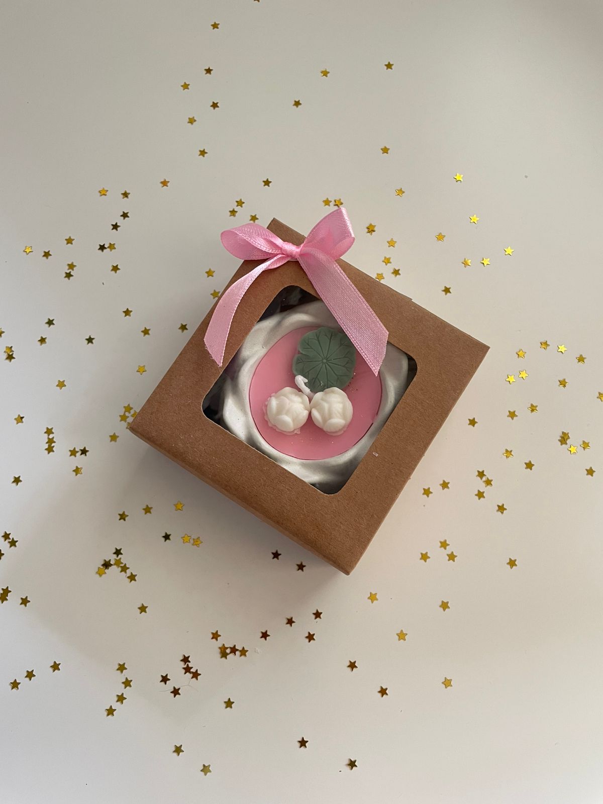 Festive white lotus handcrafted candle for Diwali celebrations