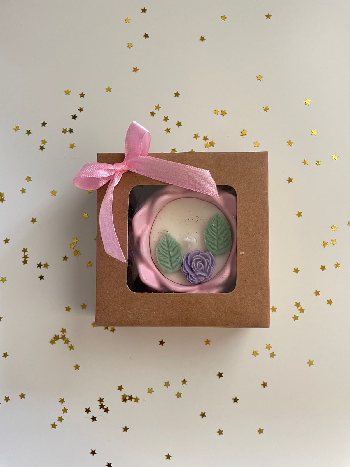 Pink lotus flower soy candle decorative handcrafted gift