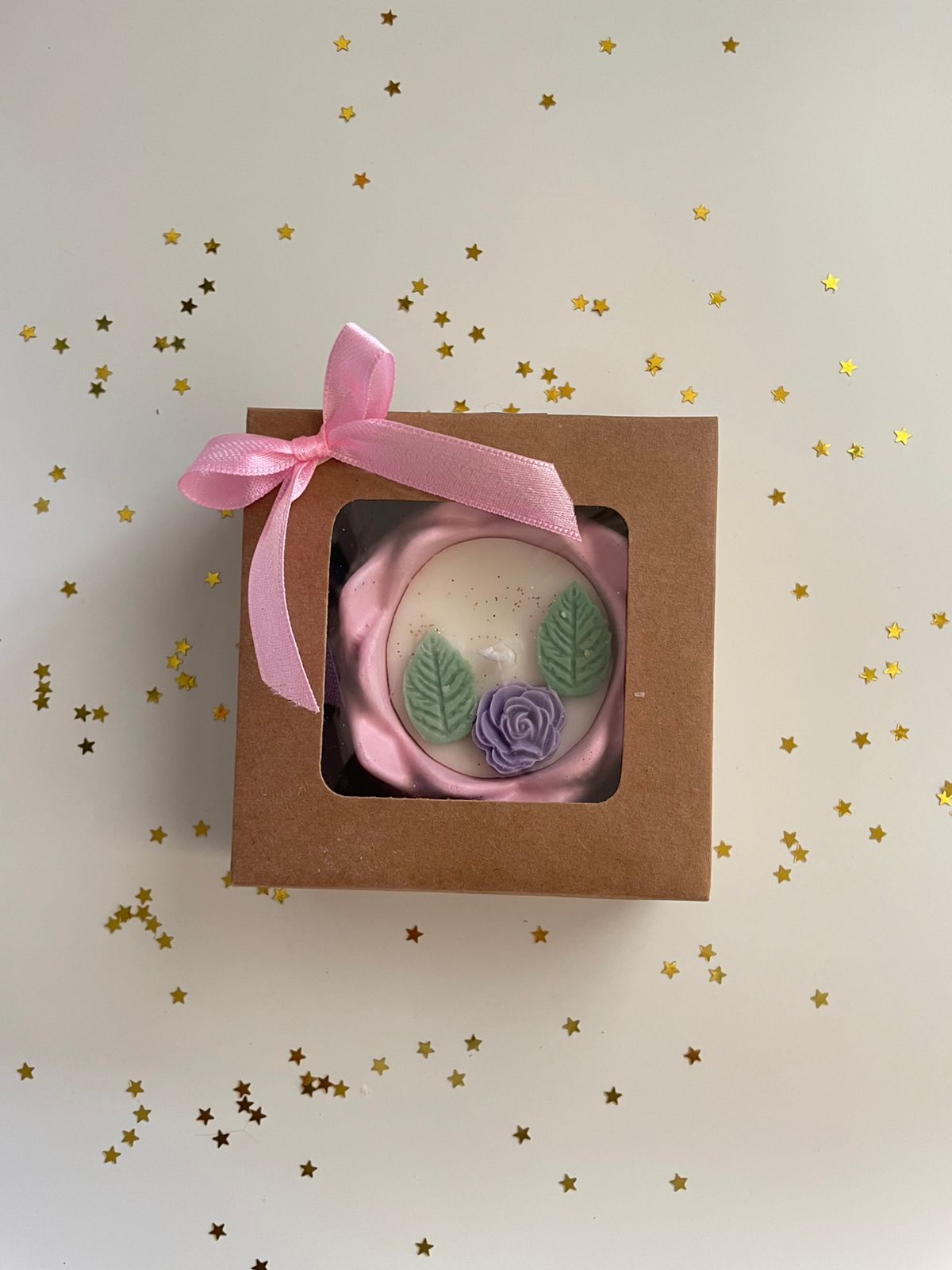 Artisan pink lotus scented candle handmade for Diwali