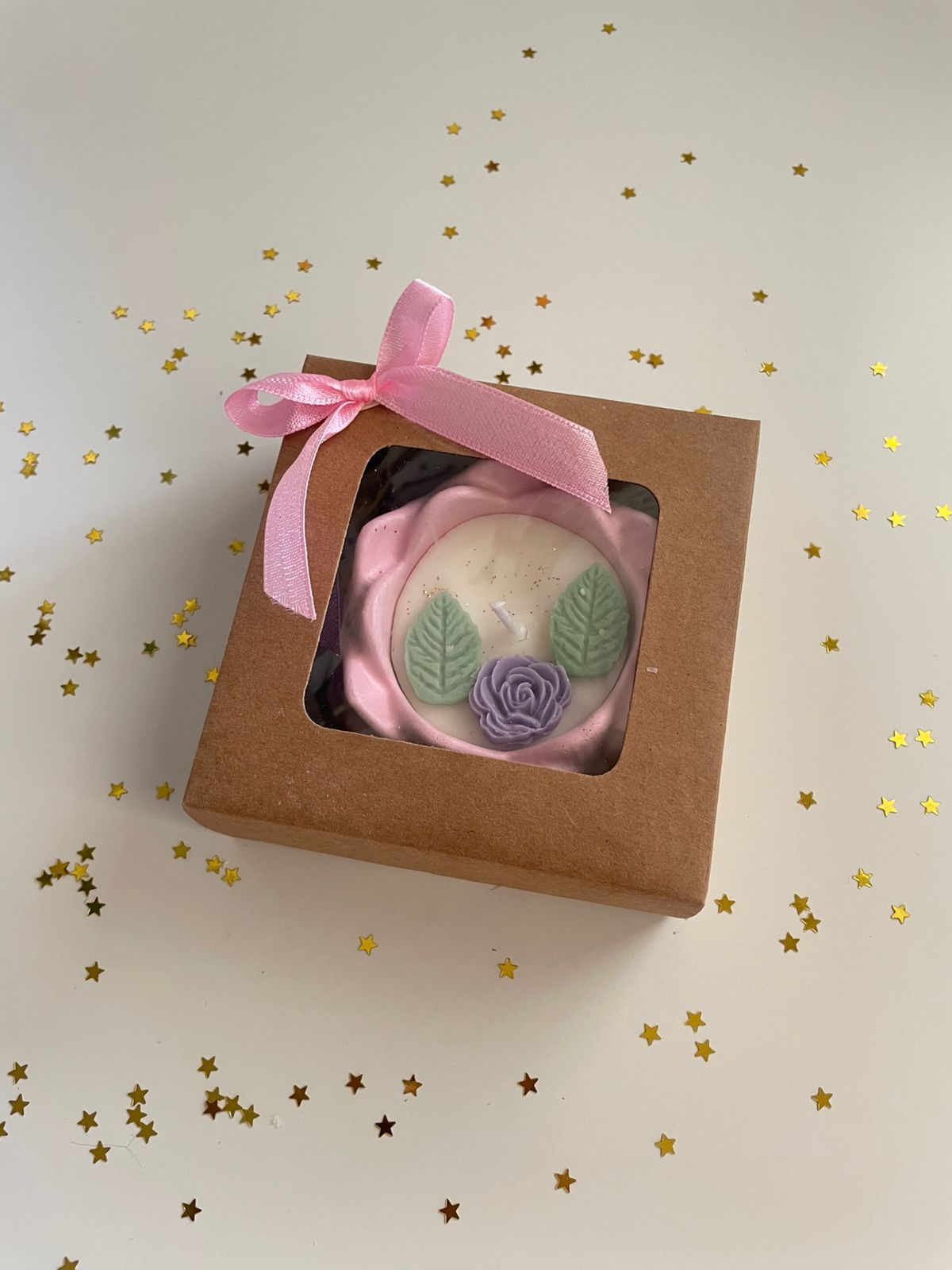 Eco-friendly pink lotus handcrafted soya wax candle