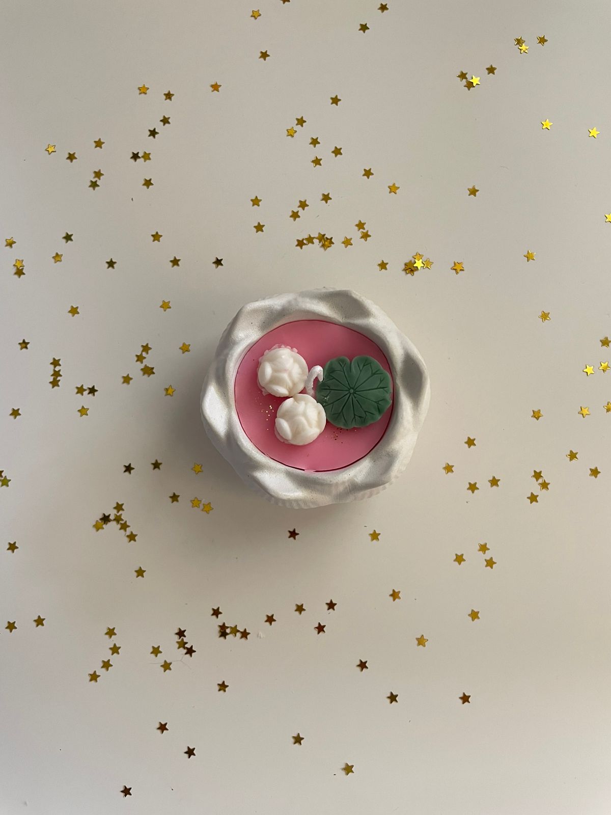 Luxury white lotus flower candle for Diwali decor and gifting