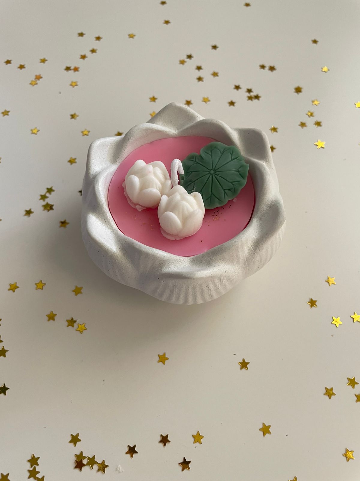 Handmade white lotus soy wax candle festive gift