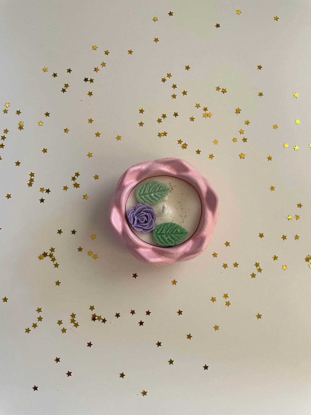 Pink lotus handcrafted soya scented candle for Diwali gifting