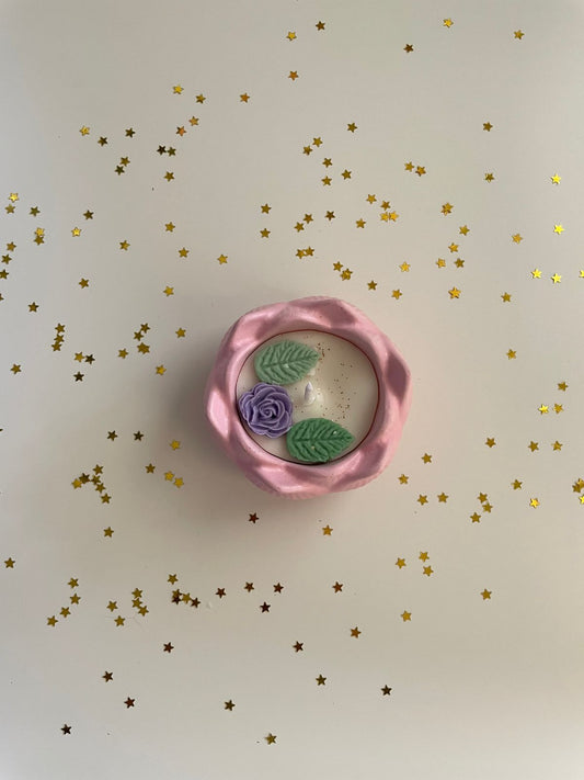 Pink lotus handcrafted soya scented candle for Diwali gifting