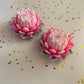 Decorative gradient lotus candles pink handcrafted soy wax set