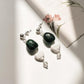 Green Aventurine, Howlite & Clear Quartz Crystal 925 Sterling Silver Earrings