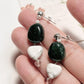 Green Aventurine, Howlite & Clear Quartz Crystal 925 Sterling Silver Earrings