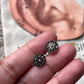 Antique Plain Oxidised Mandala Boho Studs 925 Sterling Silver Earrings
