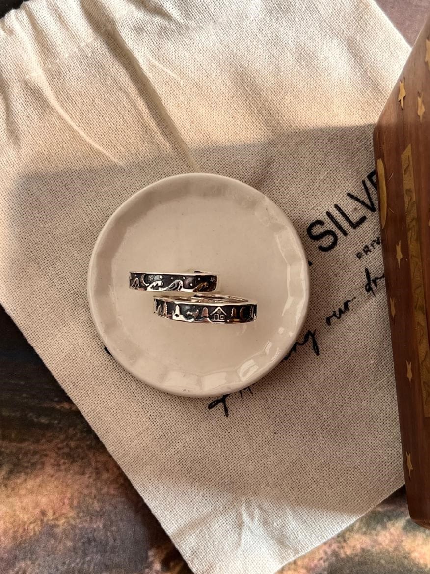 boho nature couple ring handcrafted in 925 sterling silver  