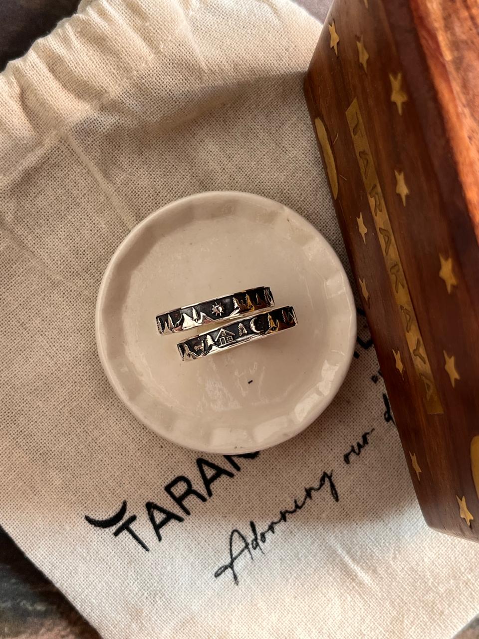 nature inspired pine tree mountain 925 sterling silver ring  