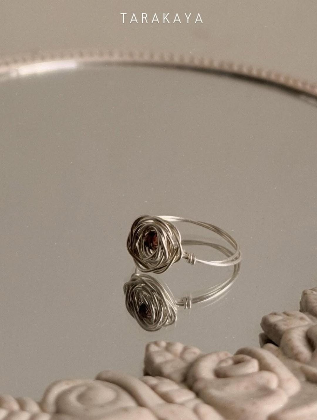 925 Sterling Silver Pink Tourmaline Wire Wrapped Rose Handcrafted Ring