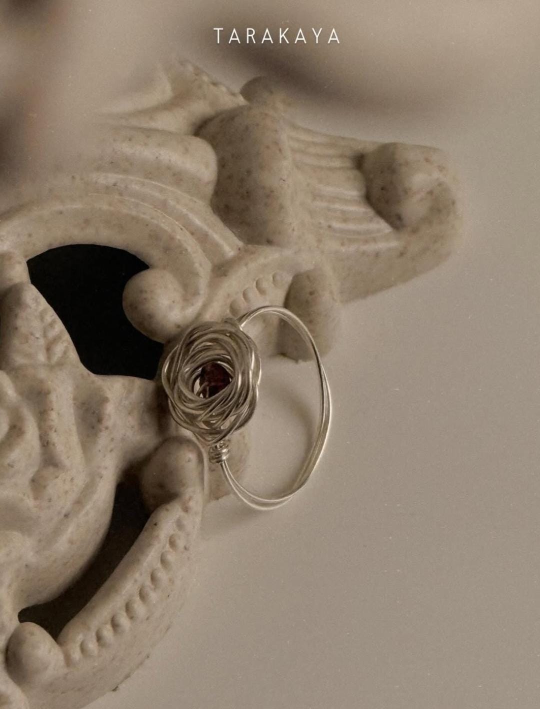 925 Sterling Silver Pink Tourmaline Wire Wrapped Rose Handcrafted Ring