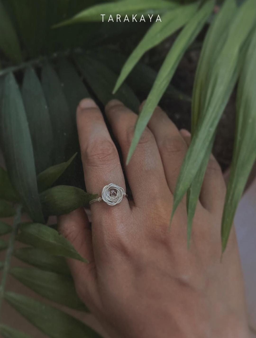 925 Sterling Silver Pink Tourmaline Wire Wrapped Rose Handcrafted Ring