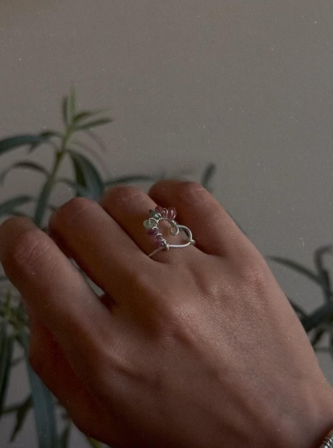 925 Sterling Silver Multi Tourmaline Wire Wrapped Heart Handcrafted Ring