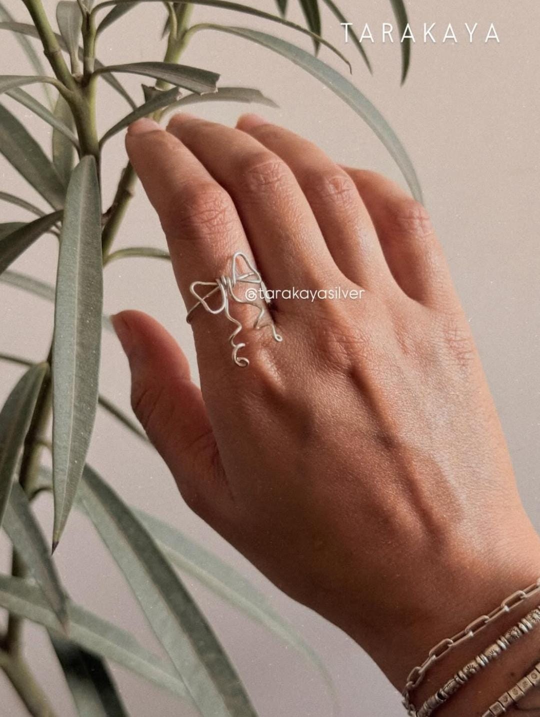 925 Sterling Silver Wire Wrapped Bow/ Ribbon Handcrafted Ring