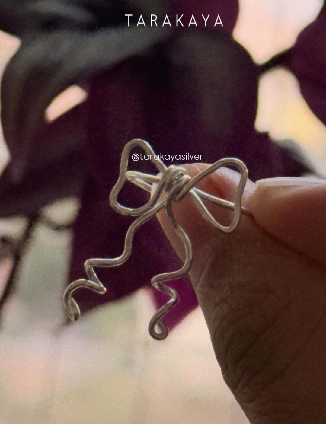 925 Sterling Silver Wire Wrapped Bow/ Ribbon Handcrafted Ring