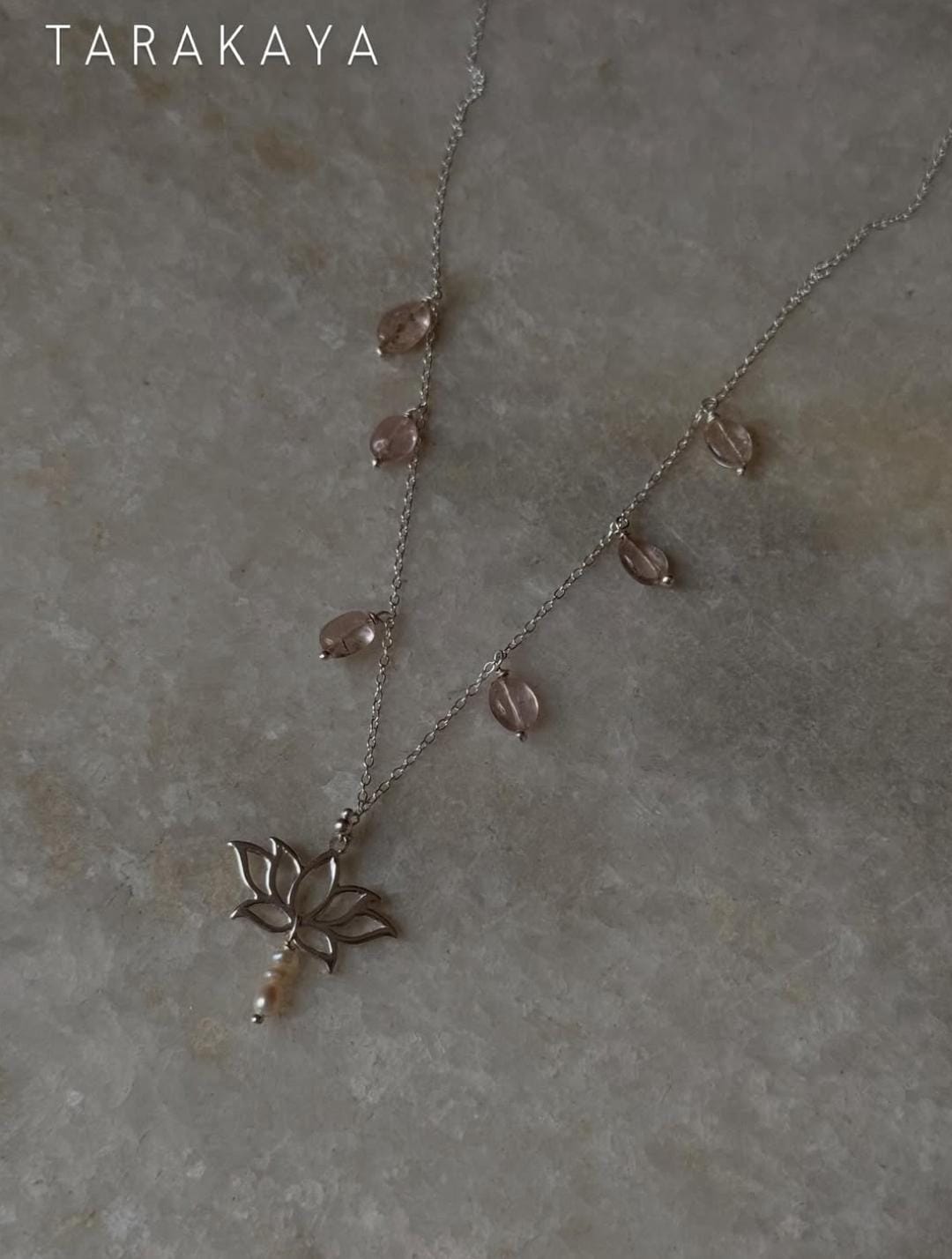 925 Sterling Silver Pink Tourmaline, Fresh Water Pearls Divine Lotus Handcrafted Necklace