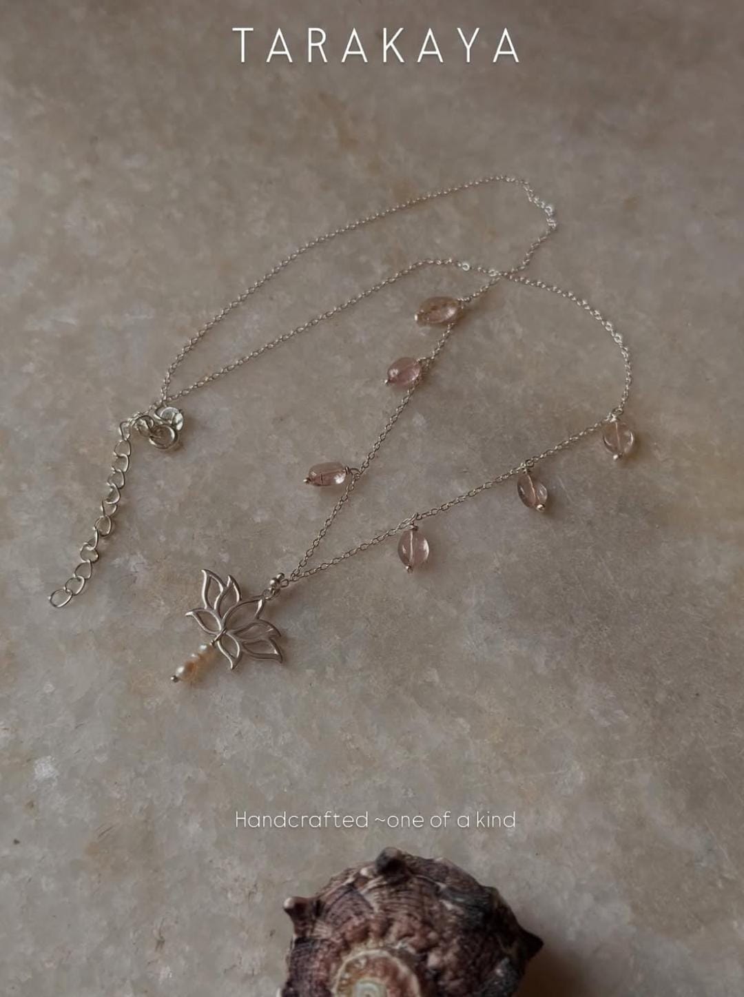 925 Sterling Silver Pink Tourmaline, Fresh Water Pearls Divine Lotus Handcrafted Necklace