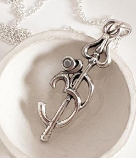 Sterling Silver Om Trishul Pendant